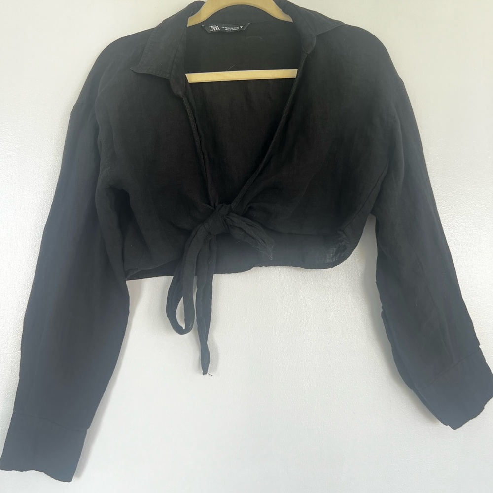 Zara Linen Black blouse